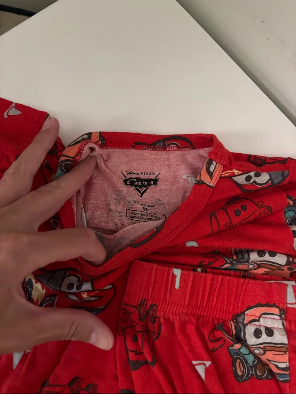 Kids Red Lightning Car Character Pajama Set 5T